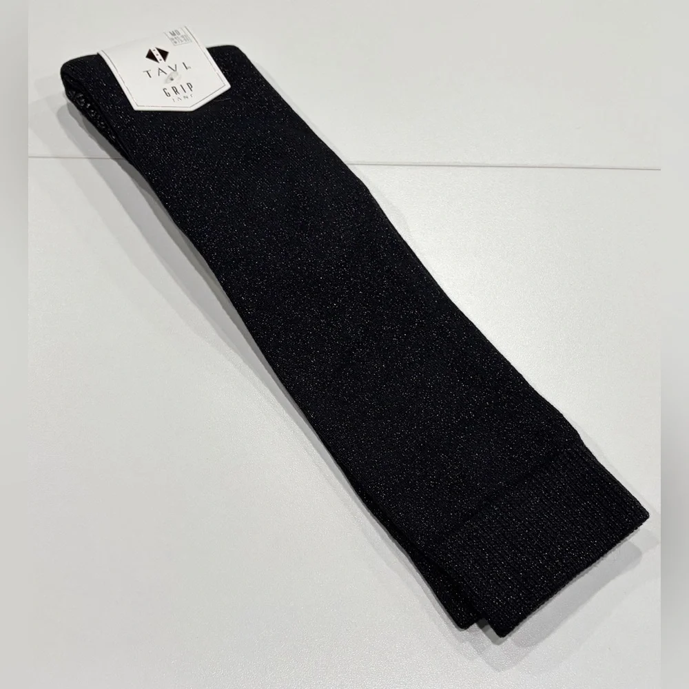 Tavi Jane Grip Socks Medium Embers Black NWT Knee High Length Pilates Studio